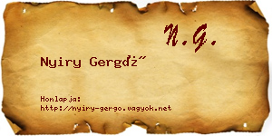 Nyiry Gergő névjegykártya